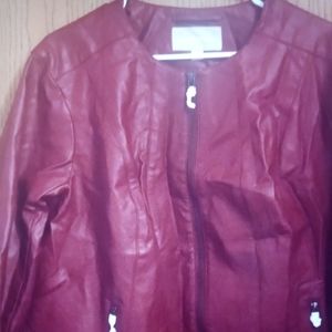 COPY - Woman within red burgundy leather jacket 20w